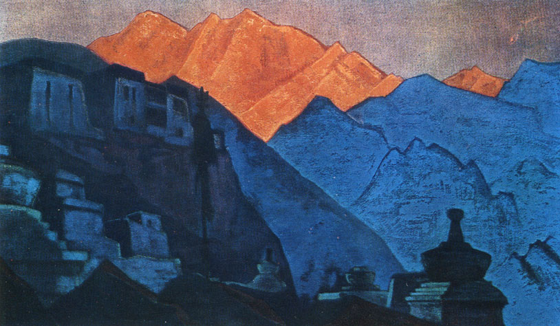 Рис. 40. Тибет. Горящая вершина (Красный луч). Холст, темпера. 1933. ГРМ