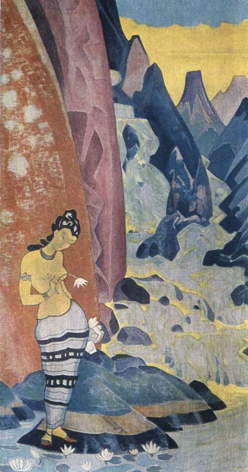 Рис. 46. Песнь водопада. Холст, темпера. 1920. Музей имени Н. К. Рериха в Нью-Йорке
